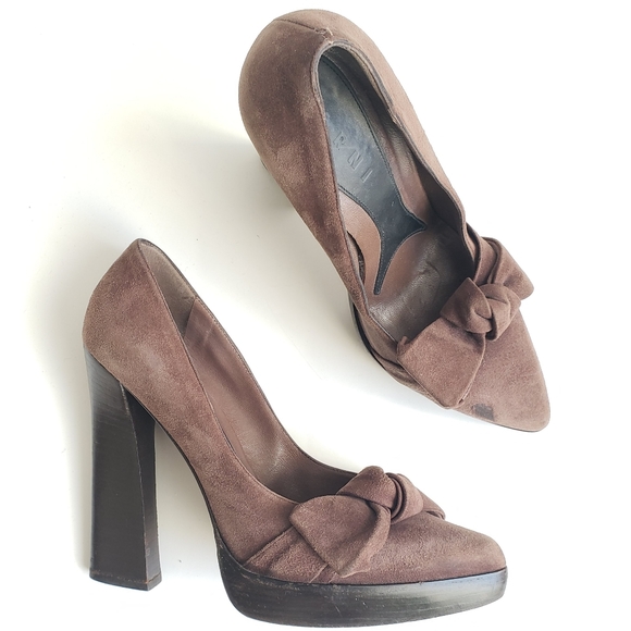 Marni | Suede Heels with Bow Detail - Picture 3 of 11